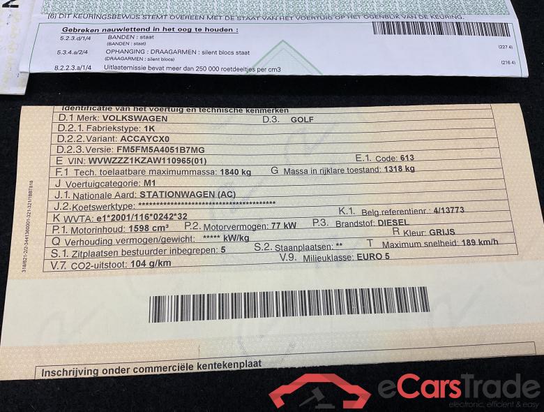 VOLKSWAGEN Golf VI BMOT 1,6L TDI 105CV/PK 5V #5