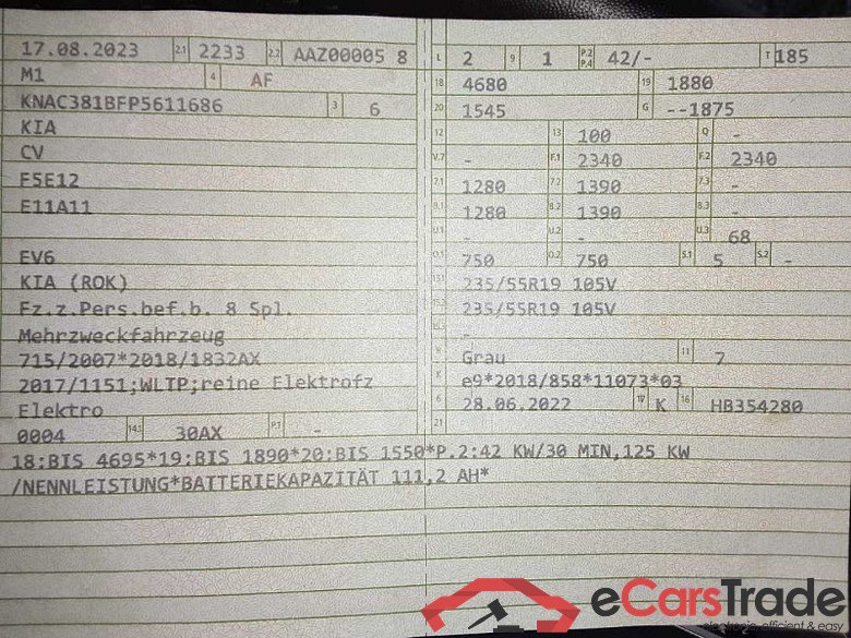 Kia EV6 (CV)(2021->) DE - SUV5 Elektro 58 kWh, 2WD, 2021 - 2024 #3