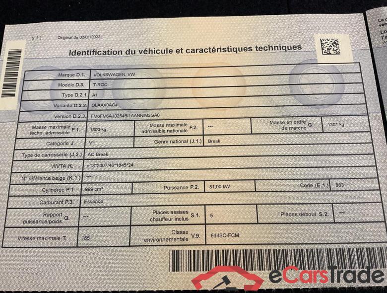 VOLKSWAGEN T-Roc T-Roc Life Business 1.0 TSI OPF 81 kW (110 ch) 6 vitesses manuel #4